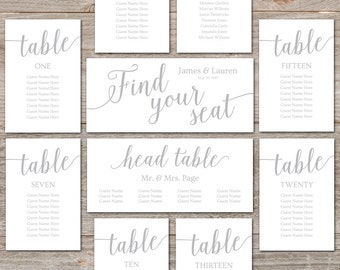 seating chart cards wedding templates rose gold printable etsy