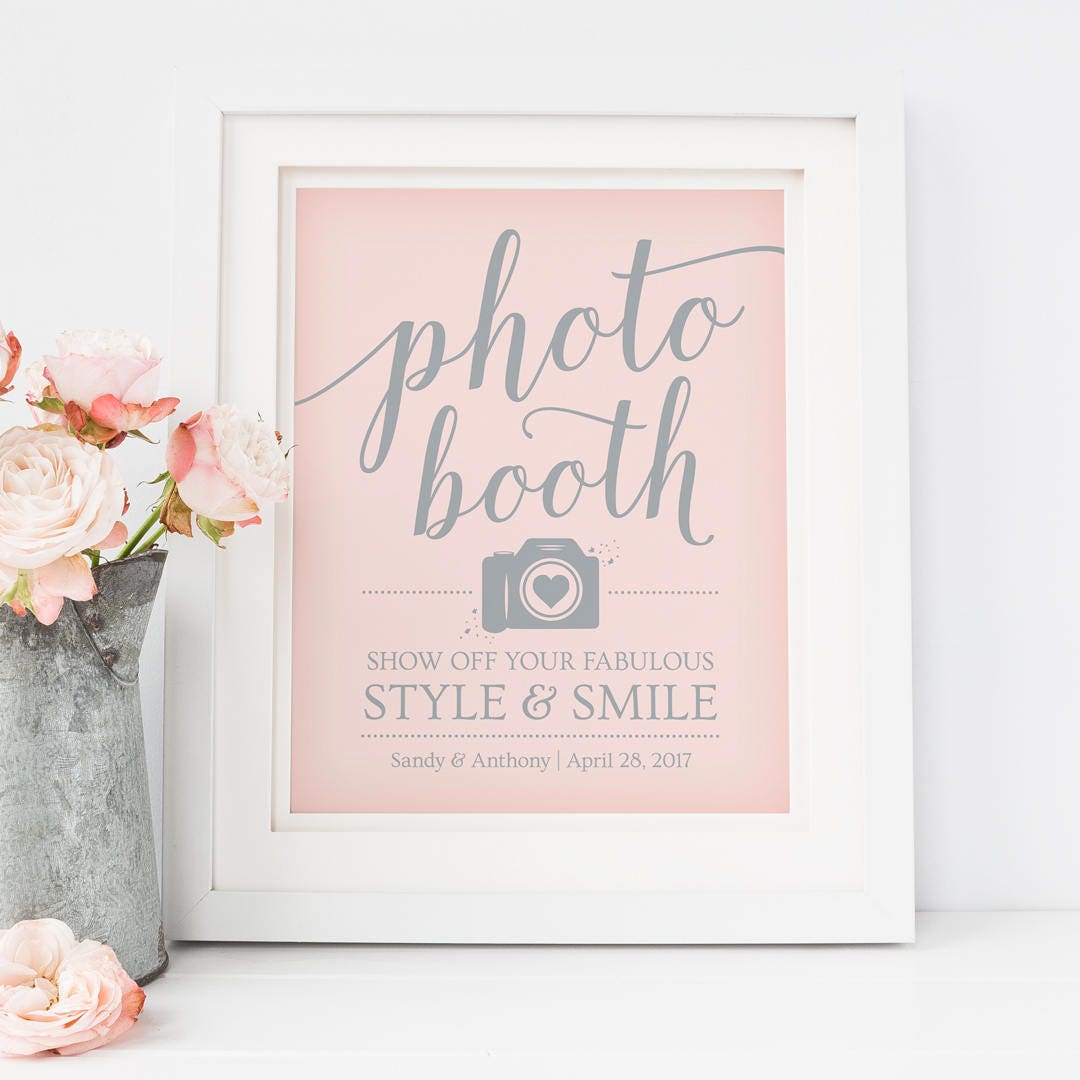 Printable Photo Booth Sign Template Pink Wedding Photobooth | Etsy