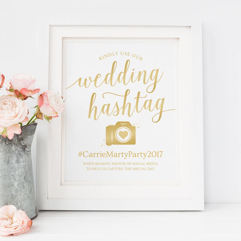 Gold Wedding Hashtag Sign / Printable Hashtag Sign / Editable - Etsy