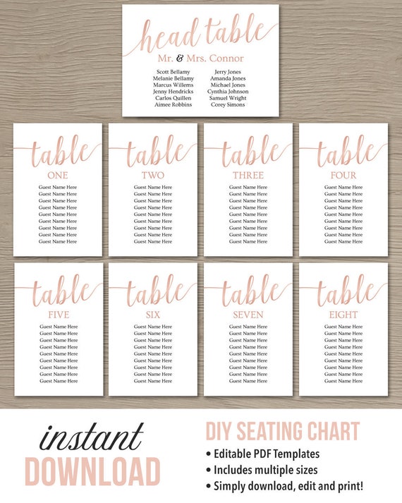 Editable Seating Chart Wedding