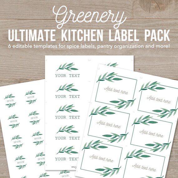 Pantry Labels Template Spice Jar Labels Greenery Labels Etsy
