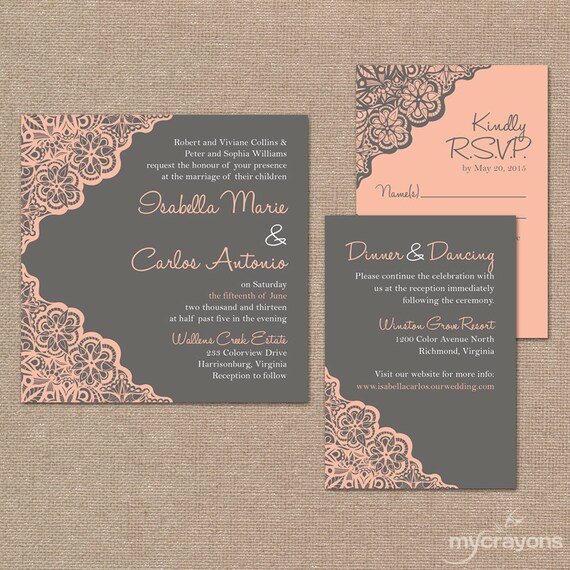 Red And Gray Wedding Invitations 9
