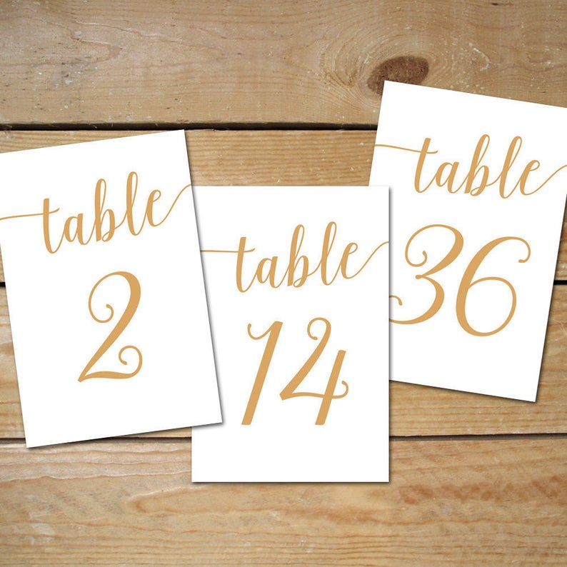 Gold Table Numbers Printable 1-40 Caramel Gold Wedding Table | Etsy