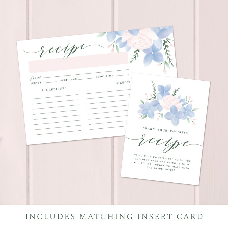 Recipe Cards Bridal Shower Ideas / Printable Recipe Cards 4x6 | Etsy