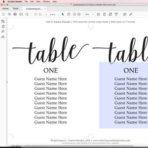 Seating Chart Wedding Template / Wedding Seating Chart Cards / Wedding Seating Plan / Seating Chart Template for Picture Frame Collage image 7