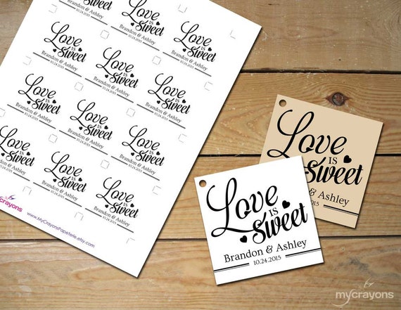 Printable Love Is Sweet Tags Diy Printable Wedding Favor Etsy