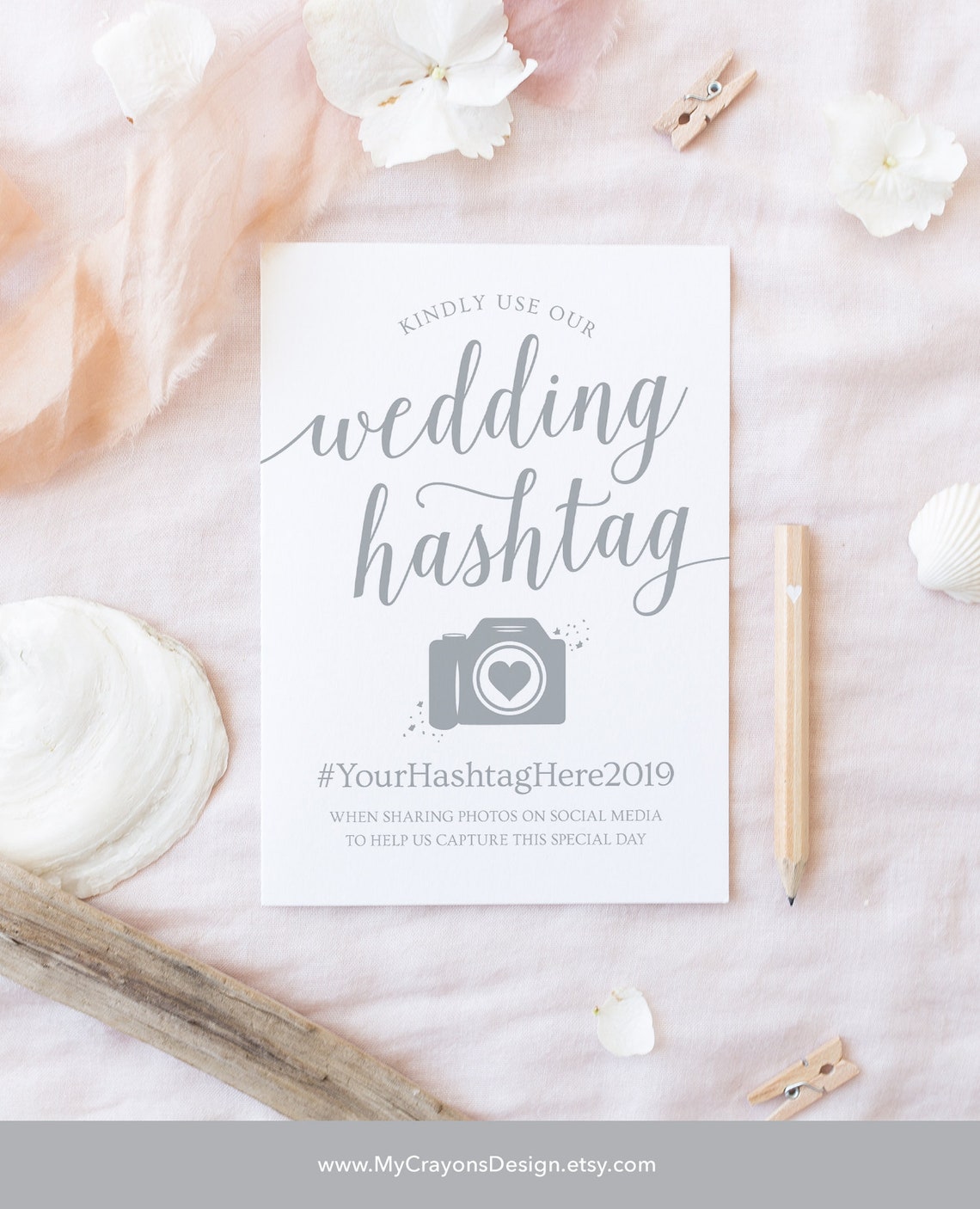 Wedding Hashtag Sign Printable / Modern Wedding Signs Gray / - Etsy