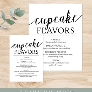 Cupcake Flavor Sign, Cupcake Sign Wedding, Dessert Table Sign, Printable Wedding Signs, Cupcake Menu Template image 3