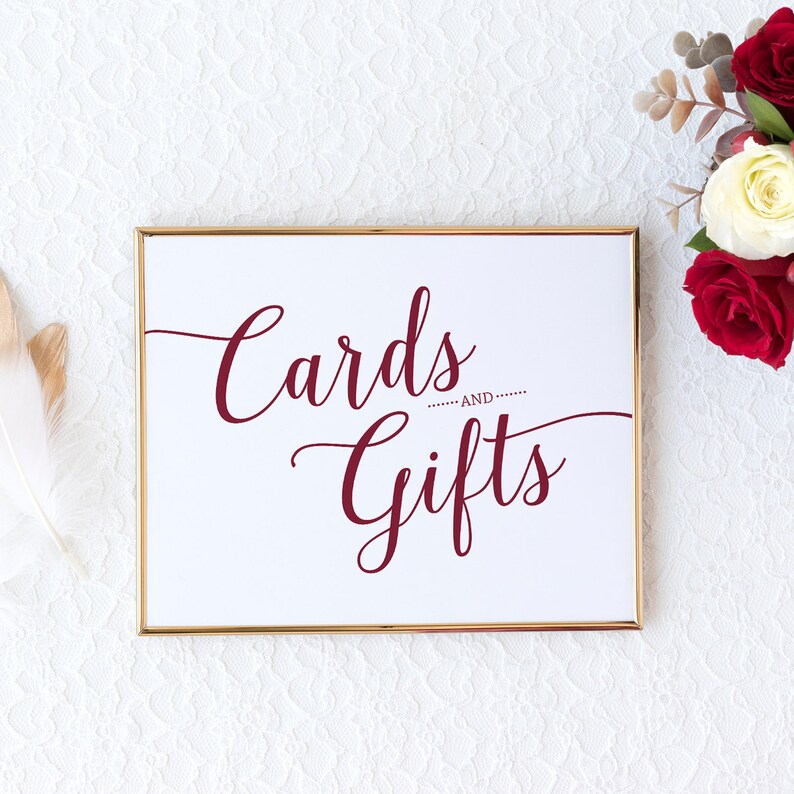 Gift Table Sign Wedding Cards Sign Burgundy Burgundy Wedding Signs Printable Cards and Gifts Sign