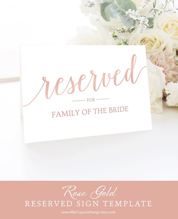 blush rose gold printable rose gold wedding reserved sign reserved signs reserved reserved table sign wedding sign