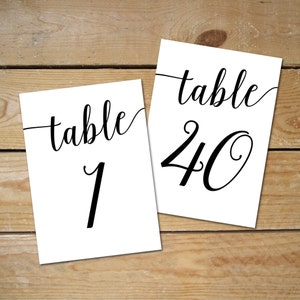 Printable Table Numbers 1-40 / Black Table Numbers for Wedding / 5x7, 4x6 Table Numbers Printable Instant Download image 1