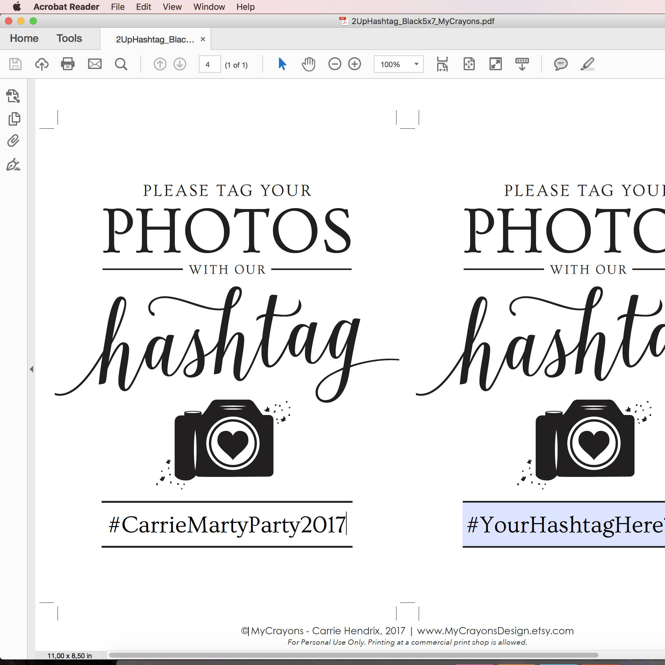 Wedding Hashtag Sign Printable Hashtag Sign for Wedding | Etsy