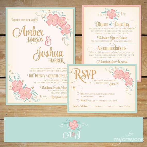 Peach Wedding Invitation Cards 7