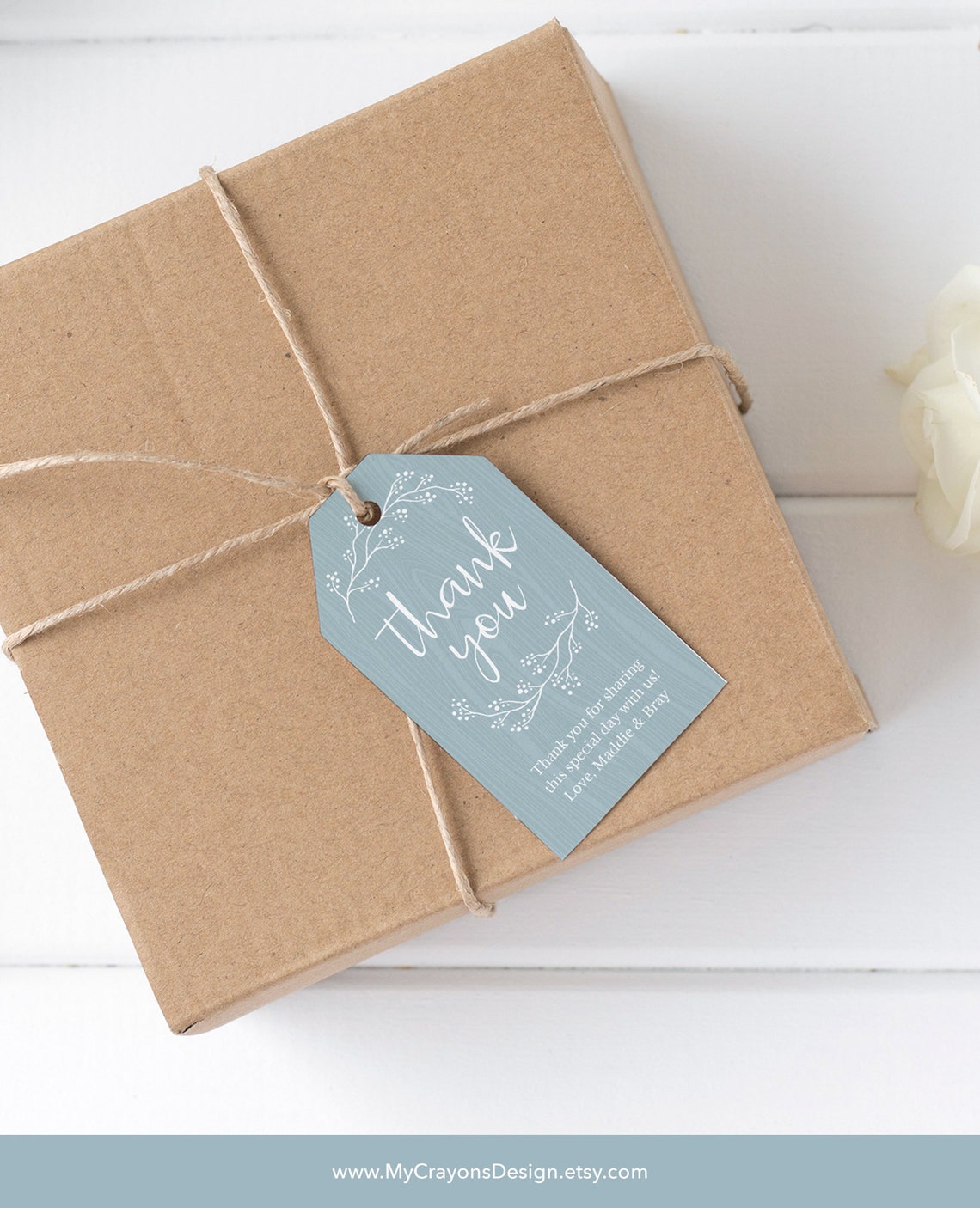 Rustic Thank You Tags Gift Tag Template Dusty Blue Wedding - Etsy