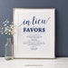 In Lieu of Favors Sign, Navy Wedding Signs Printable Donation Sign, In Lieu of Favors Template Wedding Signage Instant Download