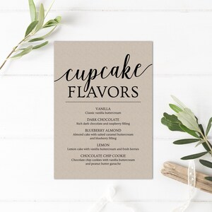 Cupcake Flavor Sign, Cupcake Sign Wedding, Dessert Table Sign, Printable Wedding Signs, Cupcake Menu Template image 4