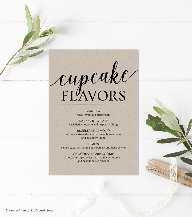 Cupcake Flavor Sign, Cupcake Sign Wedding, Dessert Table Sign, Printable Wedding Signs, Cupcake Menu Template image 4