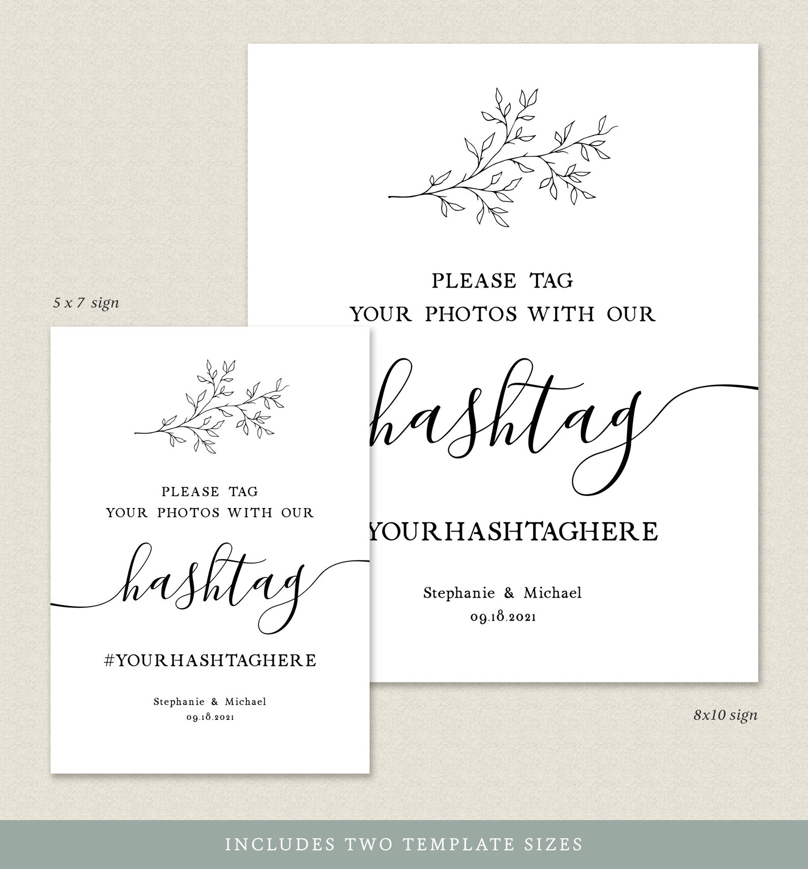 Wedding Hashtag Sign Printable Rustic Wedding Decor Editable - Etsy