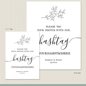Wedding Hashtag Sign Printable, Rustic Wedding Decor, Editable Wedding ...