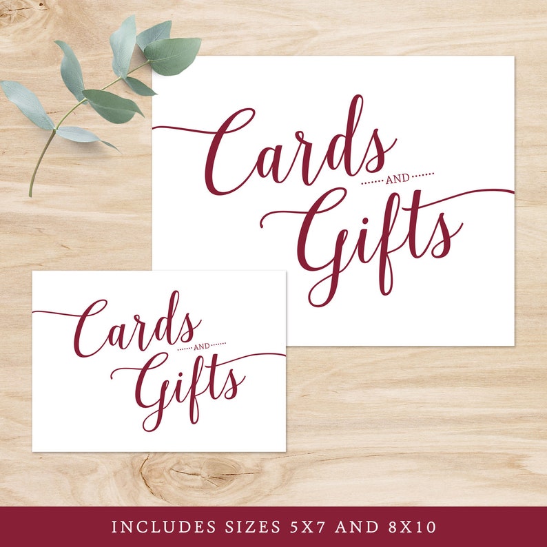 Gift Table Sign Wedding Cards Sign Burgundy Burgundy Wedding Signs Printable Cards and Gifts Sign
