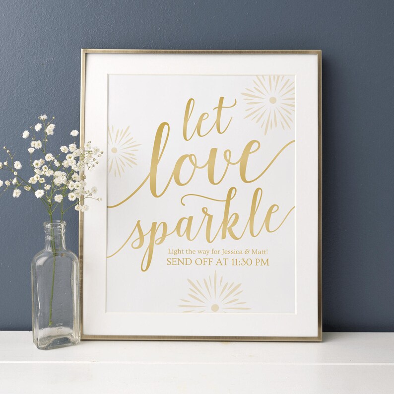 Let Love Sparkle Send Off Sign Gold Wedding Send Off Sign ...
