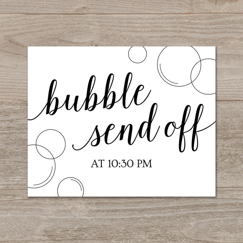 Wedding Bubbles Send Off Sign Bubbles Sign Printable