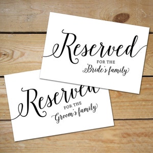 Printable Reserved Sign Wedding / Reserved Table Sign, Reserved Seat ...