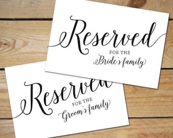 Printable Reserved Sign Wedding / Reserved Table Sign, Reserved Seat Sign for Wedding / Instant Download