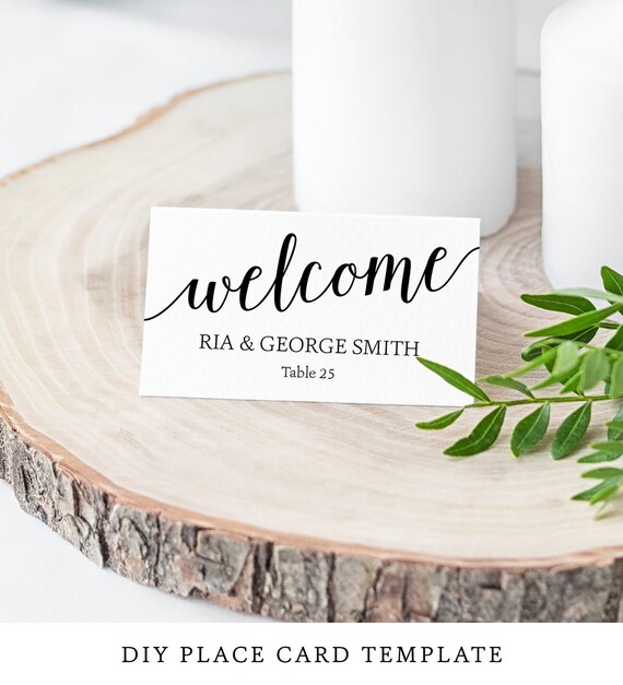 Printable Place Card Template Wedding Place Cards Instant Etsy