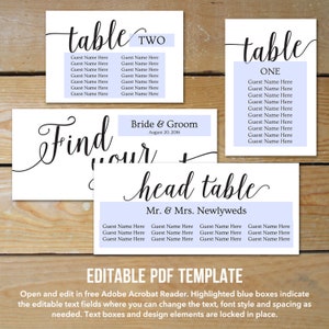 Seating Chart Wedding Template / Wedding Seating Chart Cards / Wedding Seating Plan / Seating Chart Template for Picture Frame Collage image 3