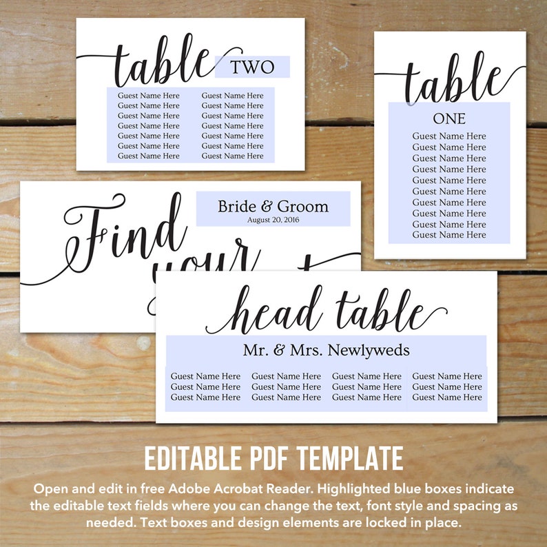 Seating Chart Wedding Template / Wedding Seating Chart Cards / Wedding Seating Plan / Seating Chart Template for Picture Frame Collage image 3