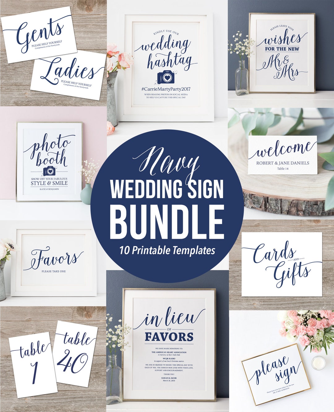 Navy Wedding Signs Printable Wedding Signage, Navy Wedding Printables ...