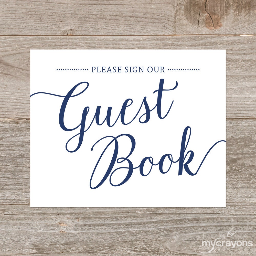 Guest book Sign In Navy Wedding Sign Please Sign Our Guestbook Sign