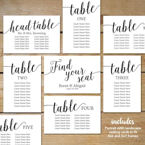 Seating Chart Wedding Template / Wedding Seating Chart Cards / Wedding Seating Plan / Seating Chart Template for Picture Frame Collage image 2