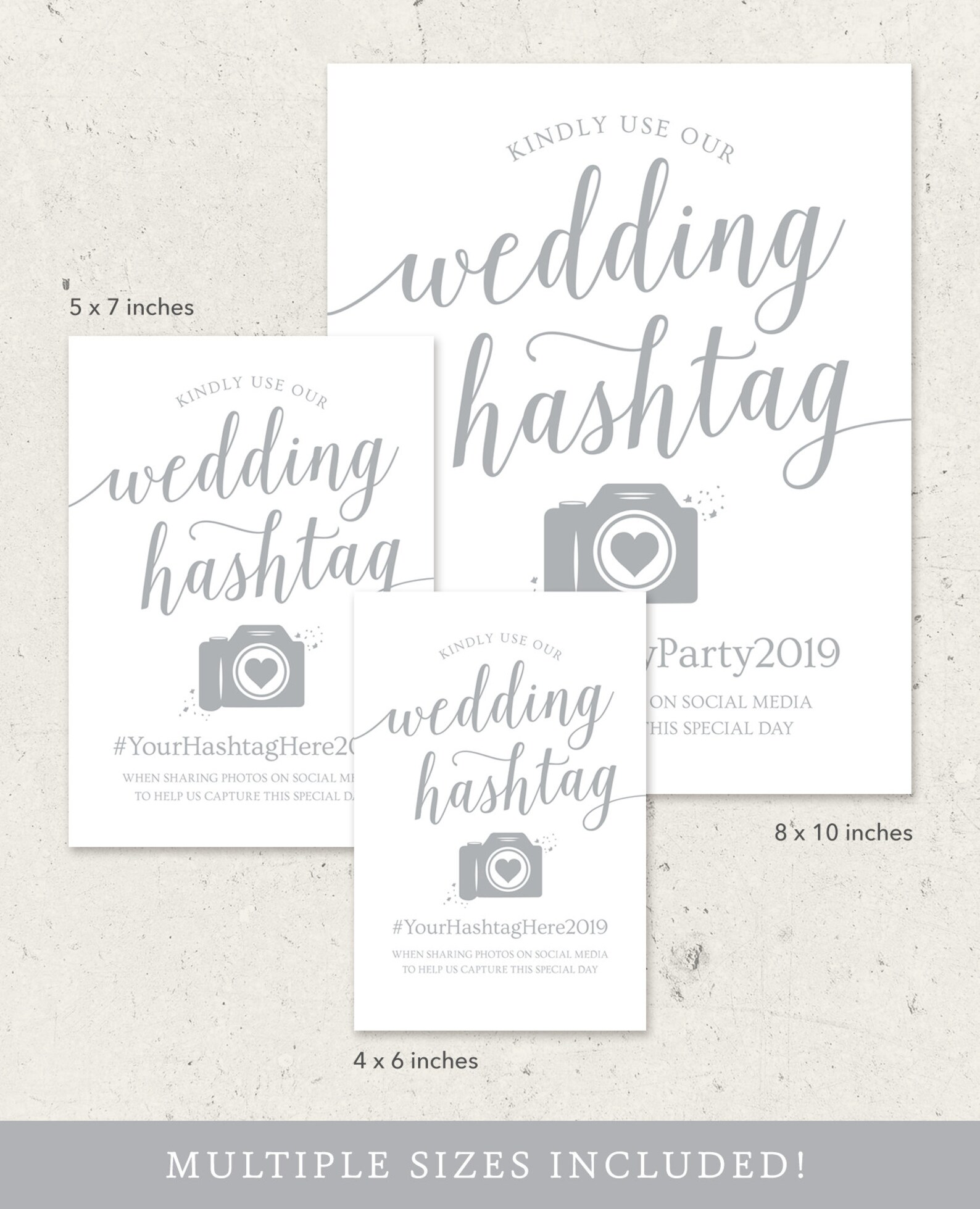 Wedding Hashtag Sign Printable / Modern Wedding Signs Gray / - Etsy