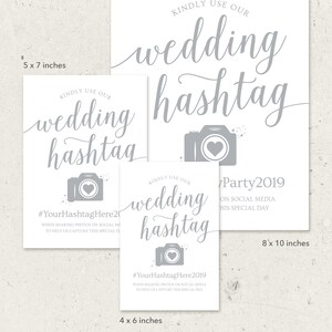 Wedding Hashtag Sign Printable / Modern Wedding Signs Gray / - Etsy