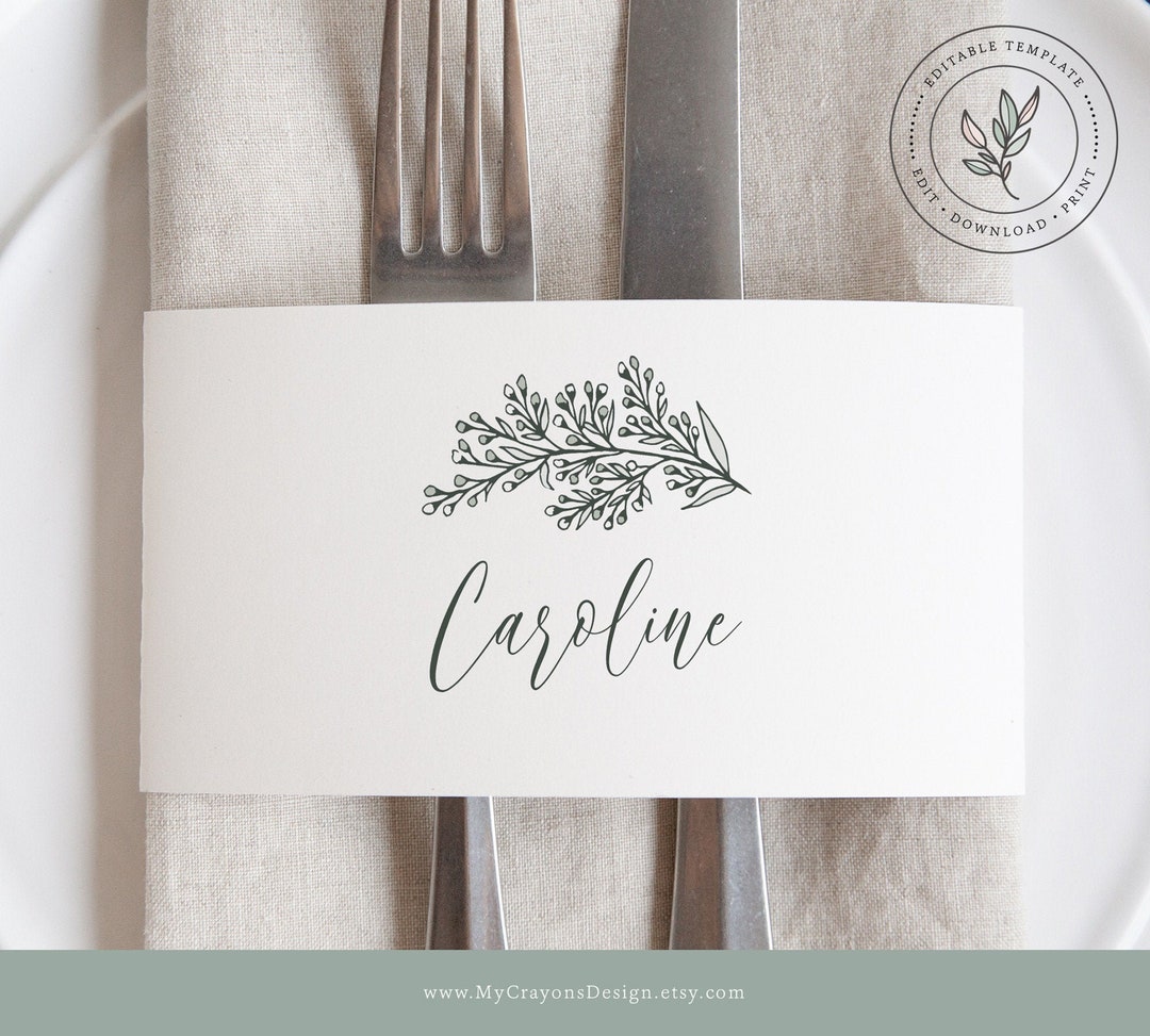 Napkin Wrappers Template Christmas Place Cards Winter - Etsy