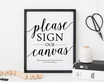 Guest Book Canvas Sign, Canvas Guest Book Wedding Guest Book Alternative, Please Sign Our Canvas Sign