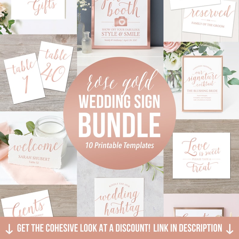 Love is Sweet Sign / Rose Gold Wedding Signs Printable / | Etsy