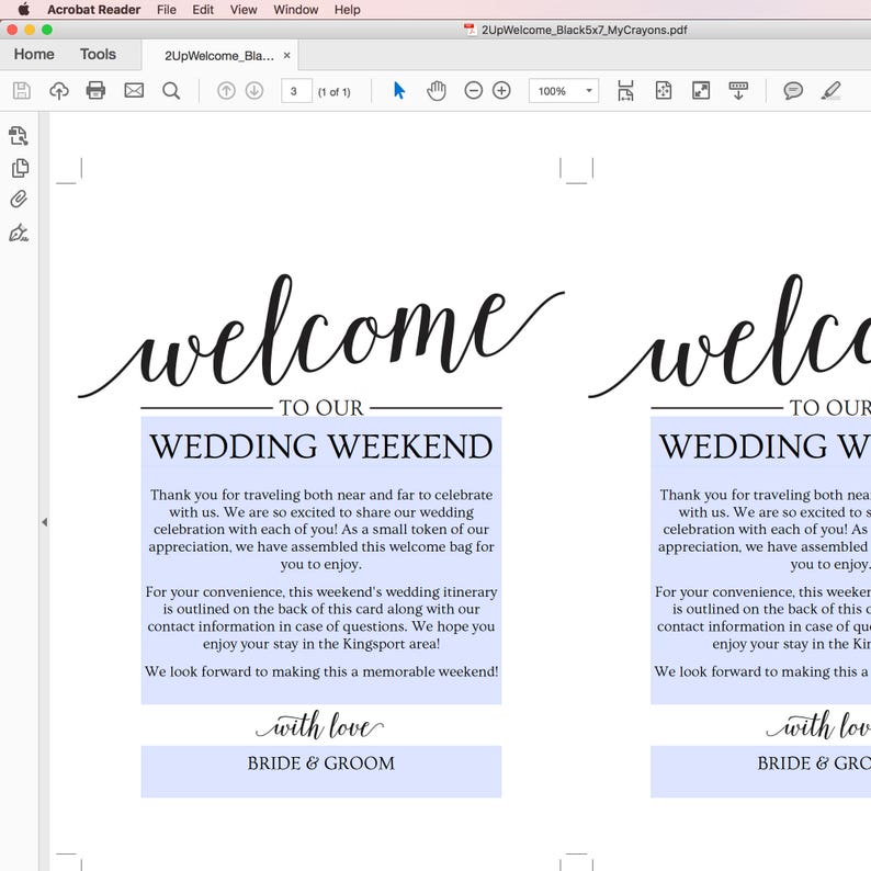 Wedding Welcome Letter Template