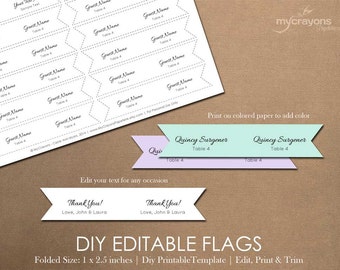 Printable Drink Flags, DIY Mini Flags / Printable Party Flag, Wedding Toothpick Flags / Drink Label Flags, Bridal Shower Decor