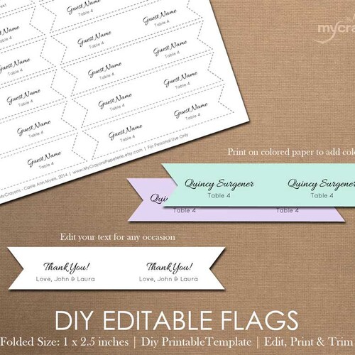 Printable Drink Flags, DIY Mini Flags / Printable Party Flag, Wedding Toothpick Flags / Drink Label Flags, Bridal Shower Decor