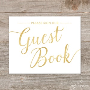 Printable Wedding Guest Book Sign // Gold Guestbook Sign - Etsy