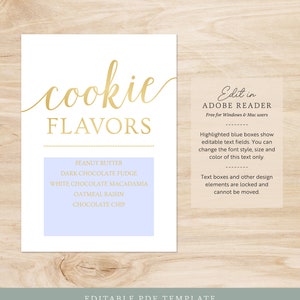 Dessert Table Sign / Cookie Bar Sign Template / Gold Wedding Decor / Printable Wedding Signs Gold image 2