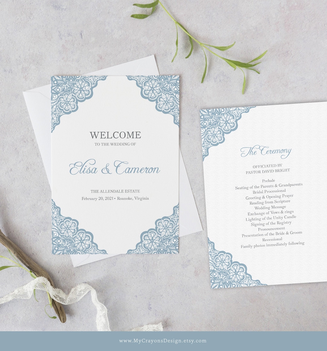 wedding-program-template-folded-ceremony-program-template-etsy