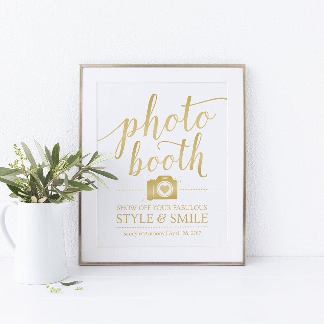Photobooth Sign Wedding, Photo Booth Template, Gold Wedding Signs ...