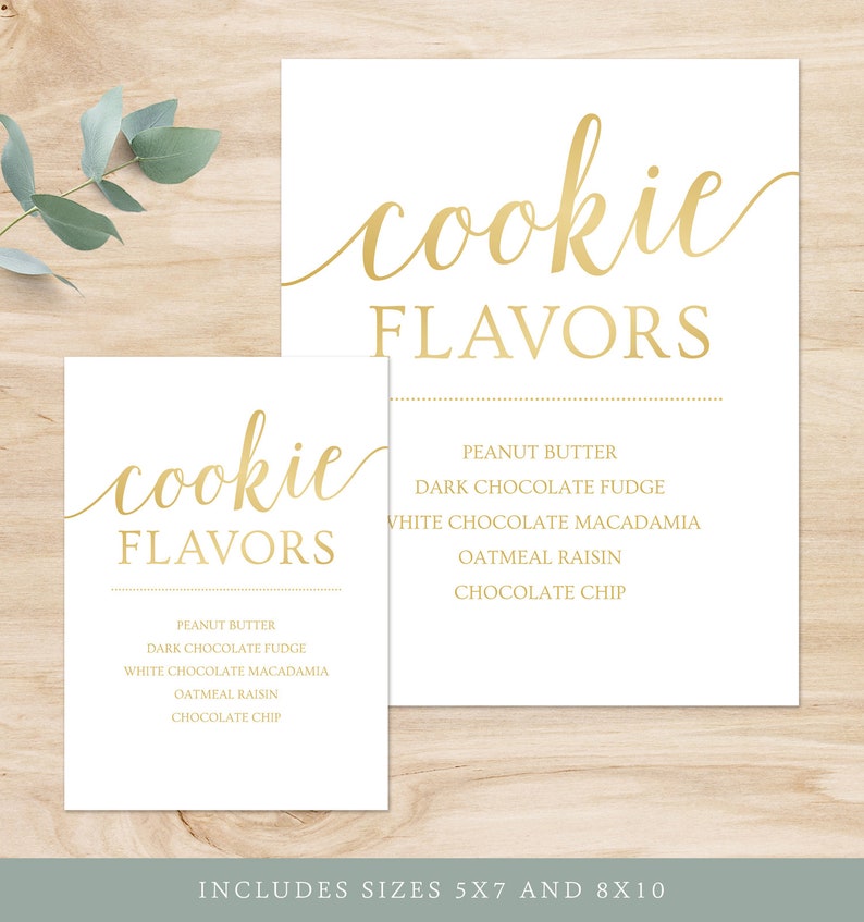 Dessert Table Sign / Cookie Bar Sign Template / Gold Wedding Decor / Printable Wedding Signs Gold image 3