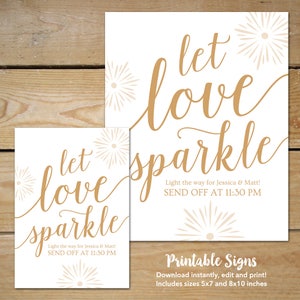 Let Love Sparkle Sign Template / Gold Wedding Signs Printable ...