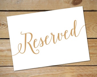Printable Reserved Signs for Wedding Reserved Table Sign / Reserved Sign Wedding