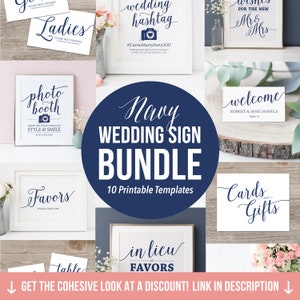 In Lieu of Favors Sign, Navy Wedding Signs Printable Donation Sign, In Lieu of Favors Template Wedding Signage Instant Download image 4
